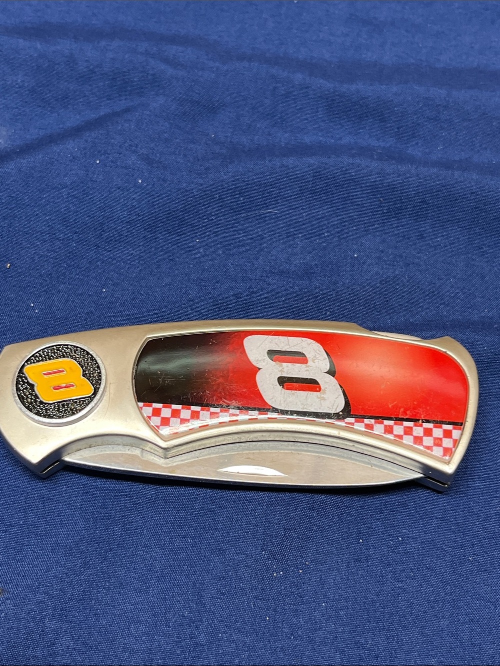Number 8 Racing Folding Pocket Knife - Red and Silver dale Earnhardt jr.